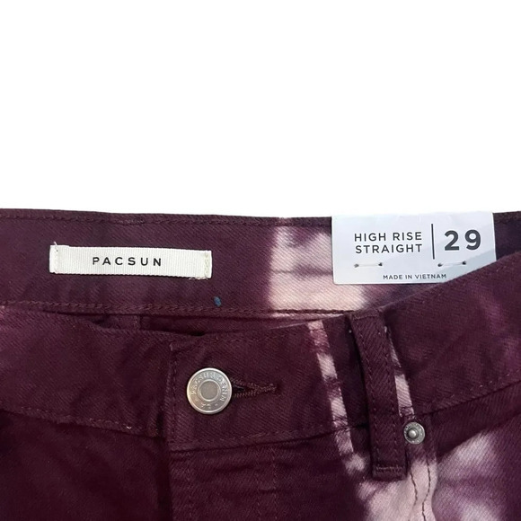 NWT PacSun Eco Raspberry Tie Dye High Waisted Straight Leg Jeans Size 29 - Picture 8 of 9